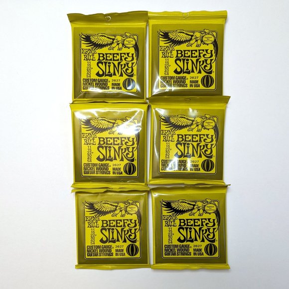 6-Pack Ernie Ball Beefy Slinky Nickel Wound Electric Guitar Strings .011-.054 - Picture 2 of 3